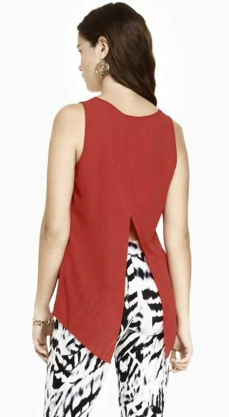 Express Red Sleeveless Split Back Blouse L EUC